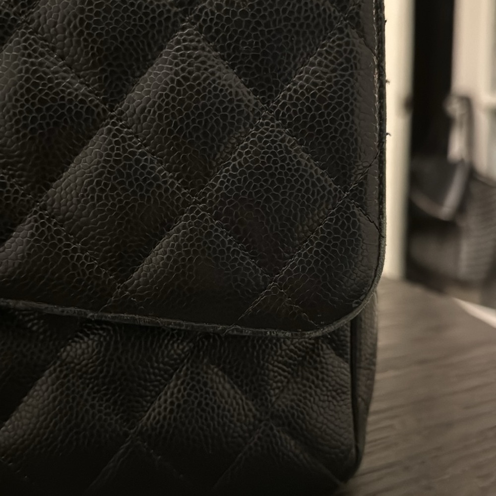 Classic Black Caviar Double Flap Chanel Jumbo - Picture 6 of 9